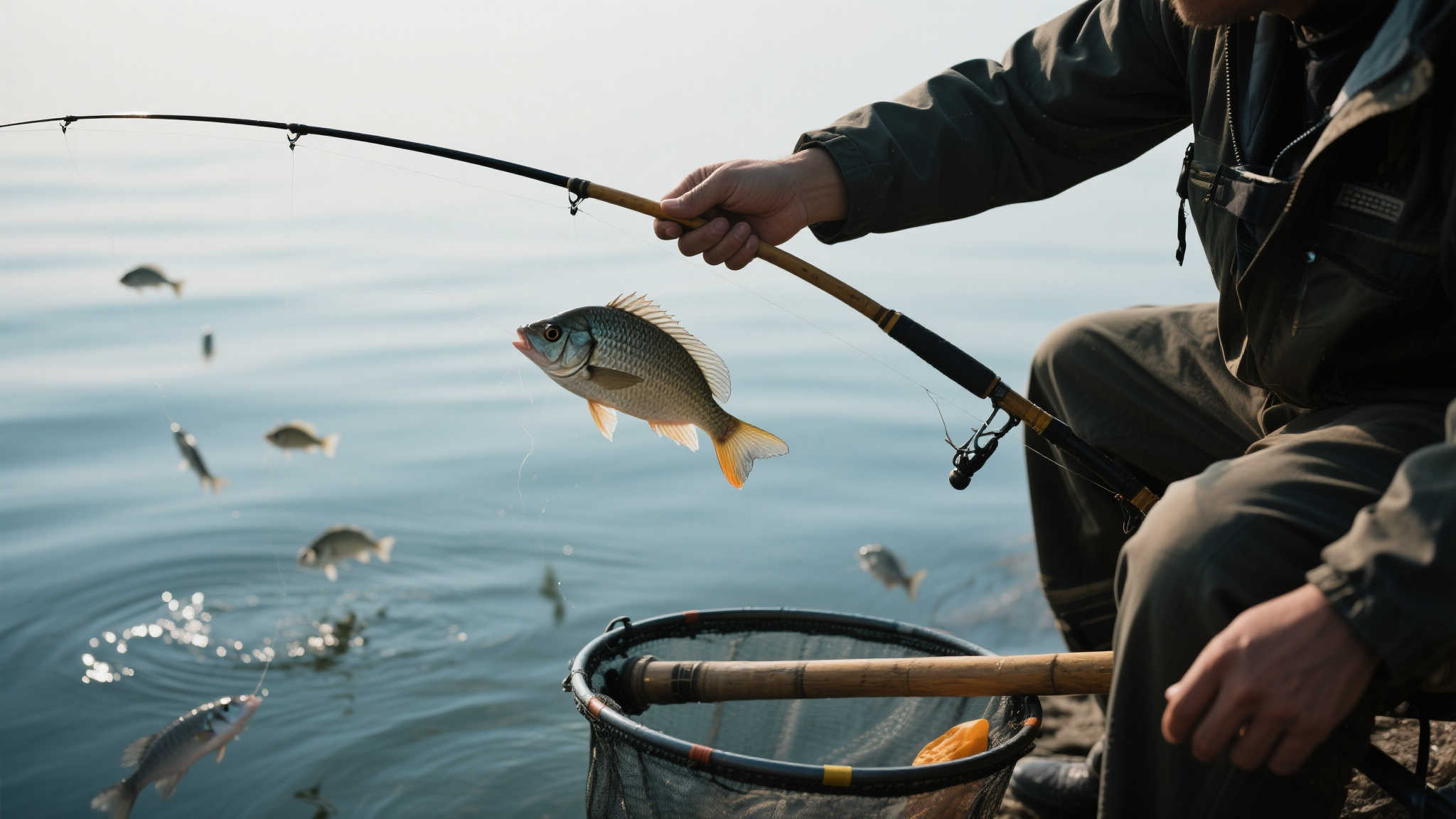 男子撒网捕鱼，却意外空手而归